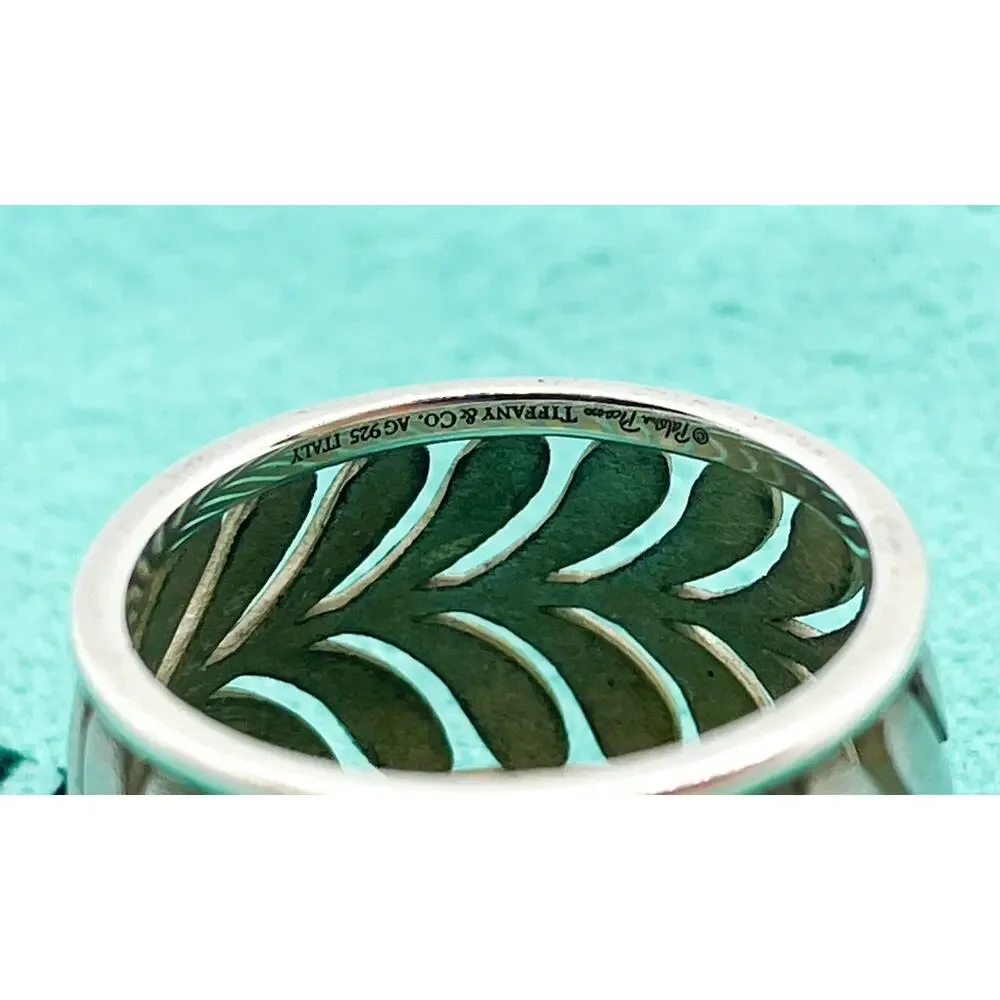 Tiffany & Co. Paloma Picasso Villa Palm Leaf Wide Silver Ring Band Size 4.75